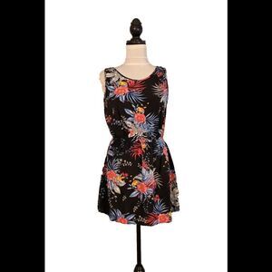 Evolve Designs Women’s Small Mini Dress Blue Tropical Print Stretch Fabric